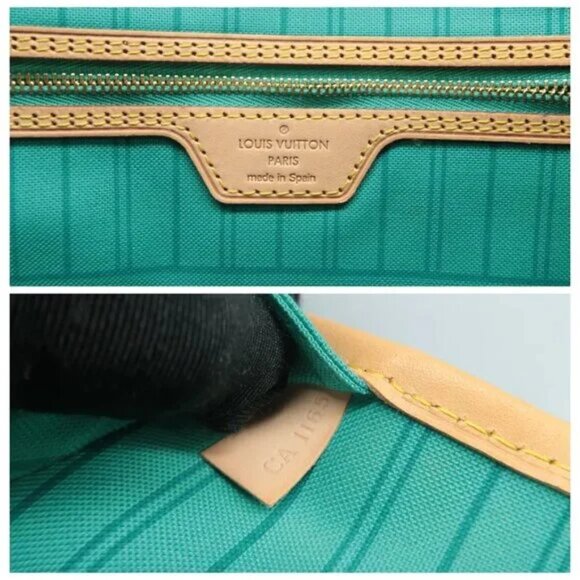 100% Authentic Louis Vuitton Neverfull Brown&Green MM W/P Monogram Shoulder Bag - Picture 11 of 12